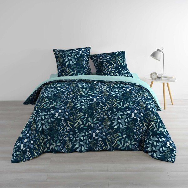 Zila divguļamā trīsdaļīga kokvilnas gultas veļa 200x200 cm Stacy – douceur d'intérieur-image-4