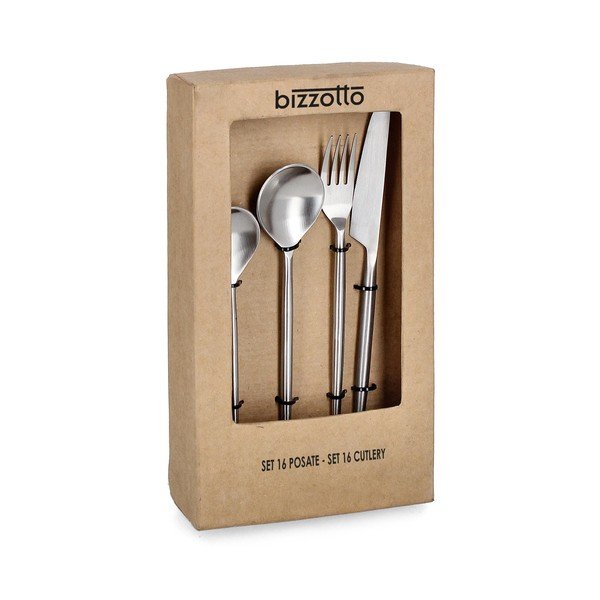Sudraba krāsas nerūsējošā tērauda galda piederumi (16 gab.) 4 personām Bronte – Bizzotto-image-1