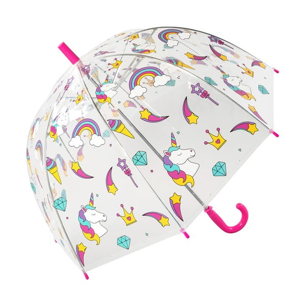 Caurspīdīgs vēja necaurlaidīgs bērnu lietussargs Ambiance Unicorn, ⌀ 72 cm