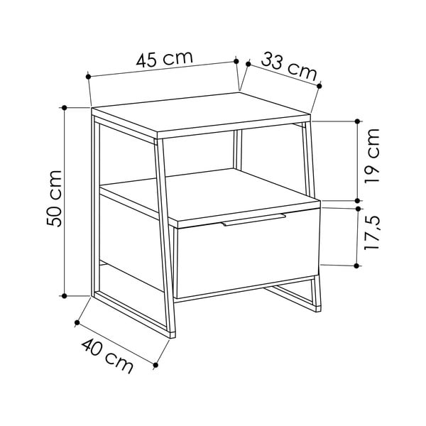 Dabīga toņa naktsskapītis ar plauktiem Pal – Kalune Design-image-3