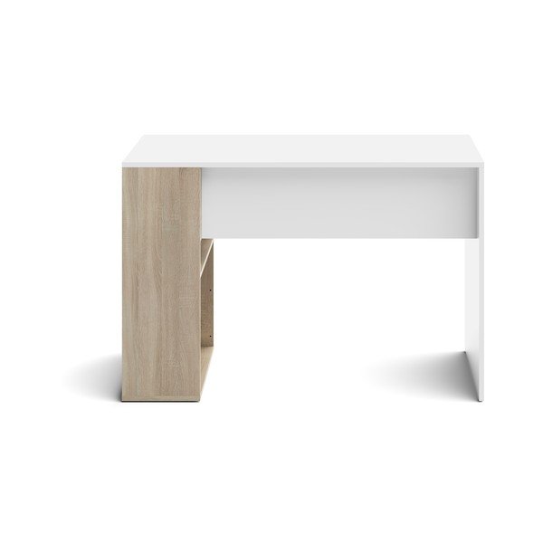 Balts rakstāmgalds ar ozolkoka dekoru 114x50 cm Yale - TemaHome -image-4