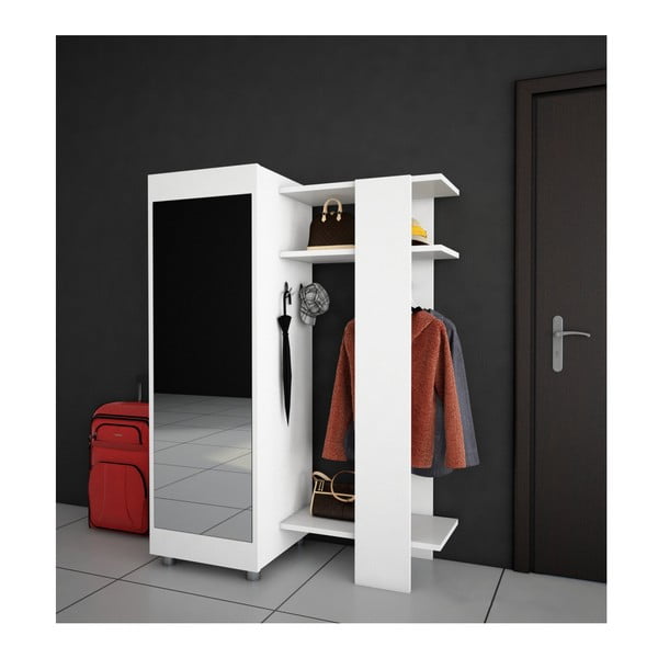 Balts drēbju skapis ar spoguli Antre-image-1