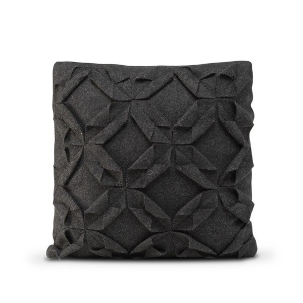 Melns vilnas spilvendrānas pārvalks HF Living Felt Structured, 50 x 50 cm