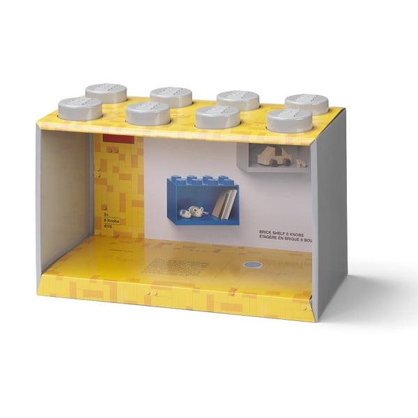 Bērnu pelēks sienas plaukts Brick 8 - LEGO®-image-1