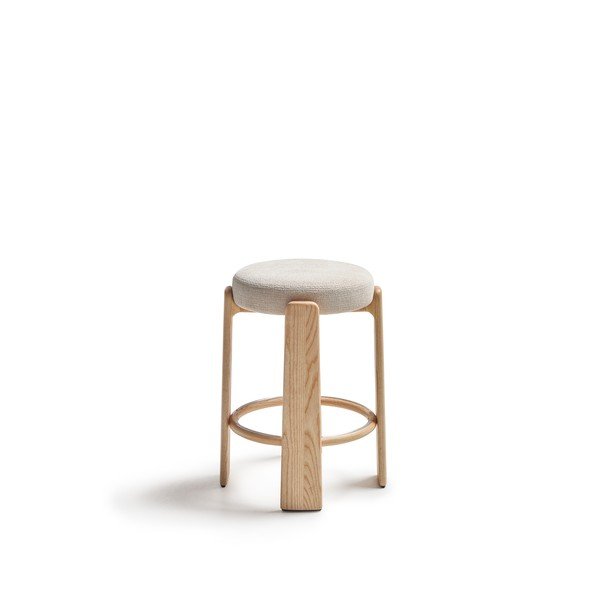 Bēša/gaiša dabīga toņa oša masīvkoka bāra taburete (sēdekļa augstums 65 cm) Granite – Kave Home-image-2