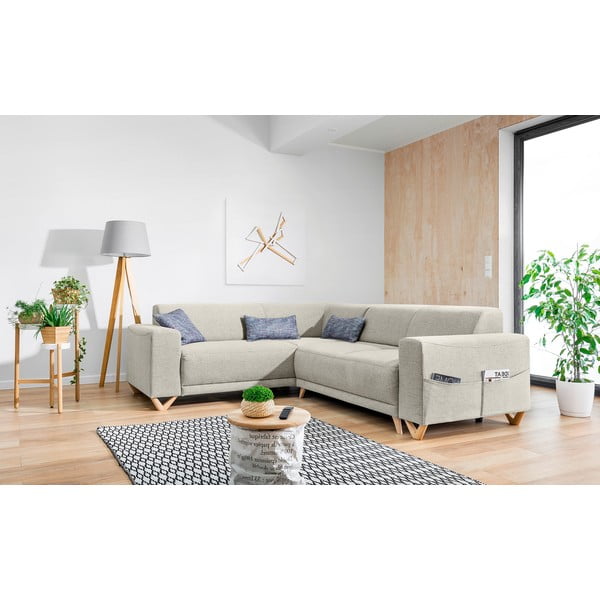 Bēšs salokāms/ar uzglabāšanas vietu stūra dīvāns (ar kreiso stūri/L veida) Classy Sophie – Miuform-image-3