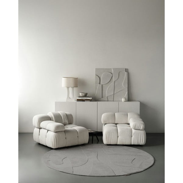 Pelēks vilnas apaļš paklājs ø 133 cm Morphic Botanica – Agnella-image-1