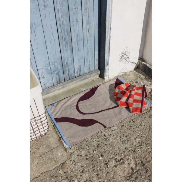 Bordo/pelēkbēšs vannas istabas paklājiņš dušai no organiskās kokvilnas  50x80 cm Nova Arte  – Mette Ditmer Denmark-image-1