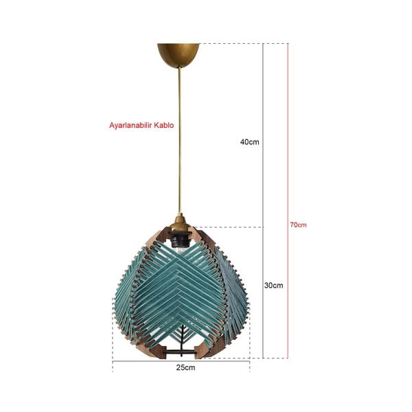Zila/dabīga toņa piekaramā lampa ar auduma abažūru ø 25 cm Yola – Opviq lights-image-2