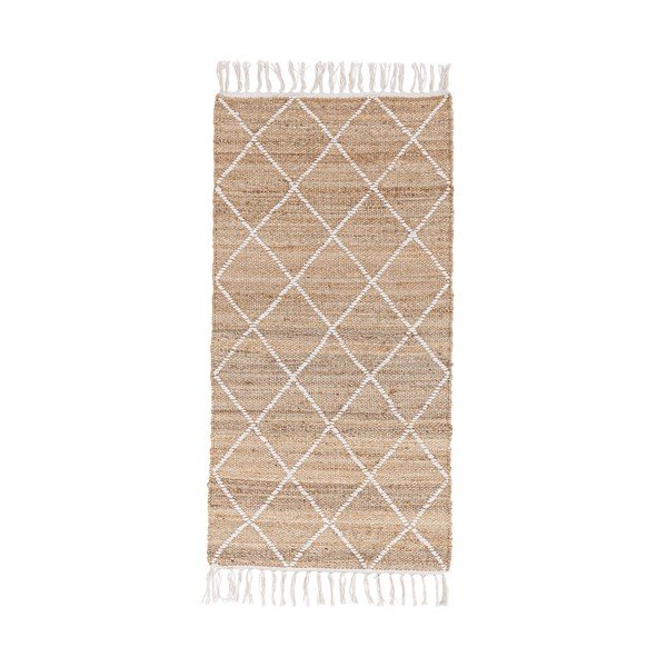 Balts/dabīga toņa ar rokām darināts džutas paklājs 70x140 cm Shaila – Bizzotto