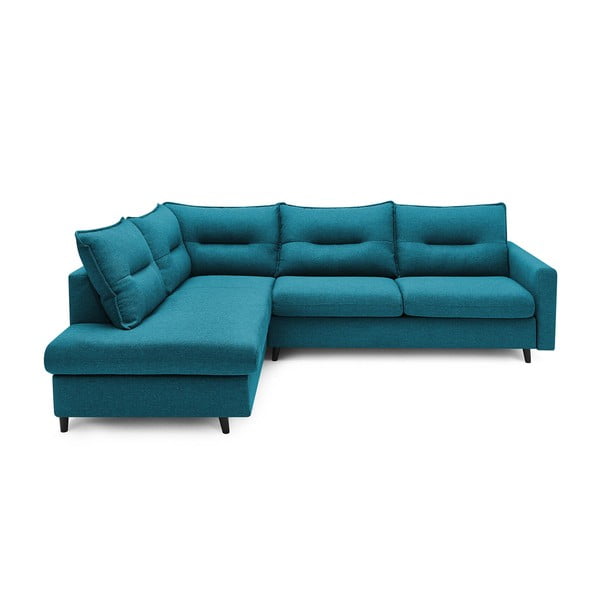 Tirkīza zils stūra dīvāns Bobochic Paris Sinki L, kreisais stūris