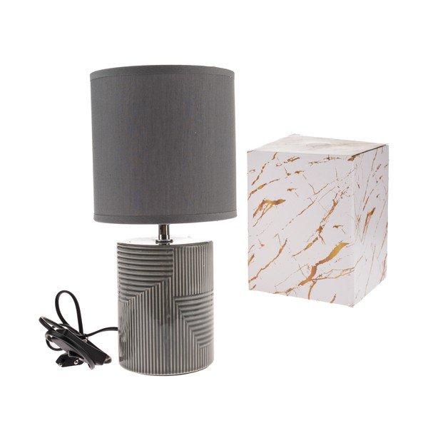 Pelēka keramikas galda lampa ar auduma abažūru (augstums 32,5 cm) Anita – Dakls-image-1