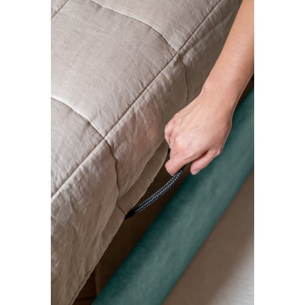 Tirkīzzila mīksta vienvietīga gulta ar uzglabāšanas vietu un režģi 90x200 cm Dreamy Aurora – Miuform-image-3