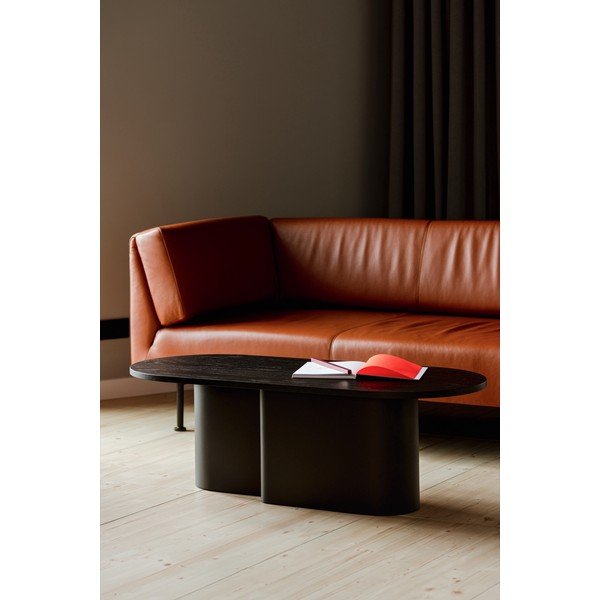 Melns žurnālgaldiņš ar ozolkoka imitācijas galda virsmu 50x115 cm Looi – noo.ma-image-1