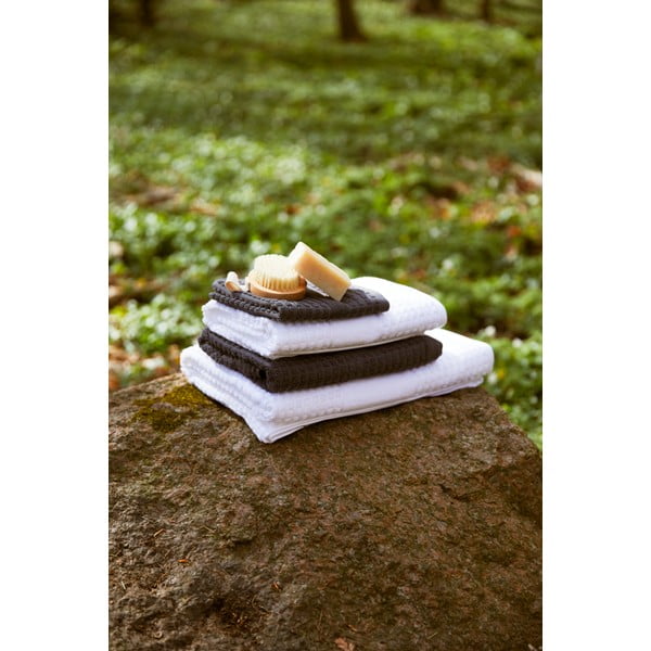 Tumši pelēks frotē dvielis no organiskās kokvilnas  30x30 cm Check – JUNA-image-1