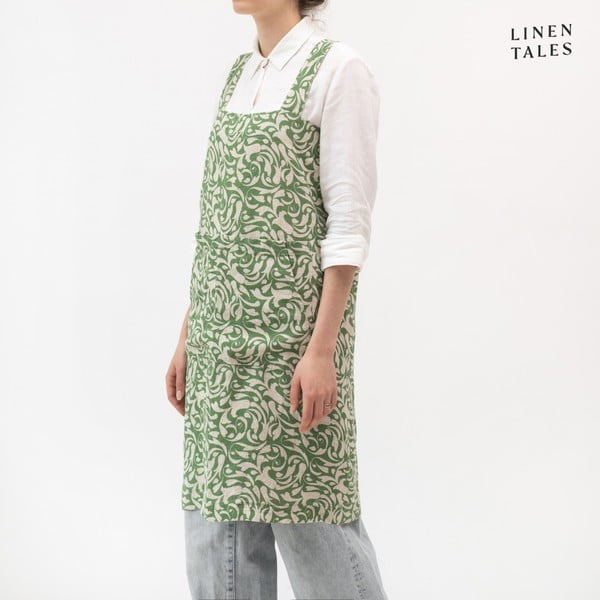 Lina priekšauts Evergreen Damask – Linen Tales-image-2