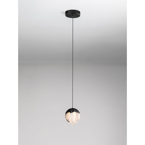 Matēti melna alumīnija LED piekaramā lampa ar regulējamu spilgtumu ar stikla abažūru ø 12 cm Alicia – Nova Luce-image-4