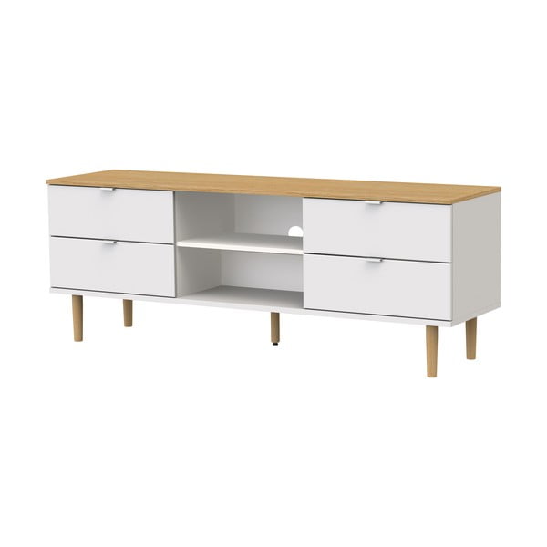 Balts/dabīga toņa TV galdiņš ar ozolkoka imitāciju 162x61 cm Skagen – Tenzo-image-2