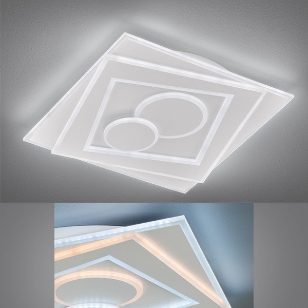 Balta metāla LED griestu lampa ar tālvadību/ar regulējamu spilgtumu 50x50 cm Ratio – Fischer & Honsel-image-1