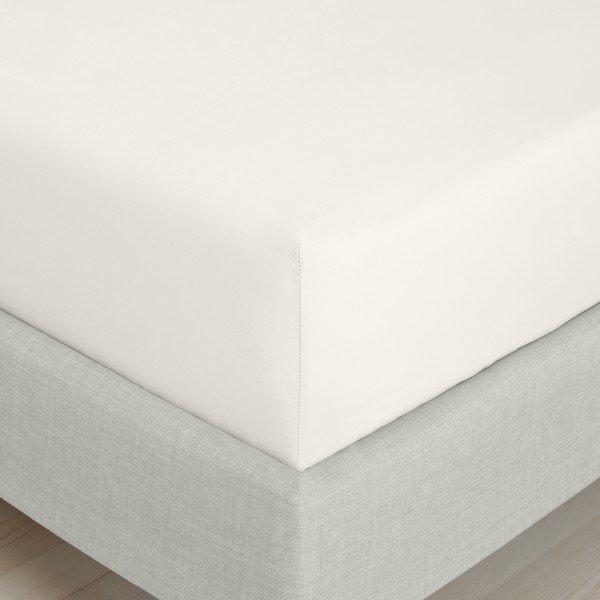 Krēmkrāsas palags no kokvilnas perkala ar gumiju 90x190 cm Cotton Percale – Bianca-image-3
