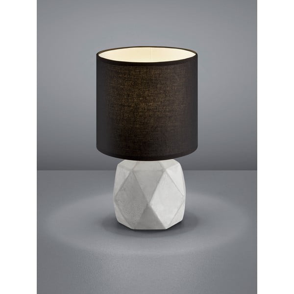 Melna/pelēka galda lampa ar auduma abažūru (augstums 28 cm) Pike – Reality-image-1