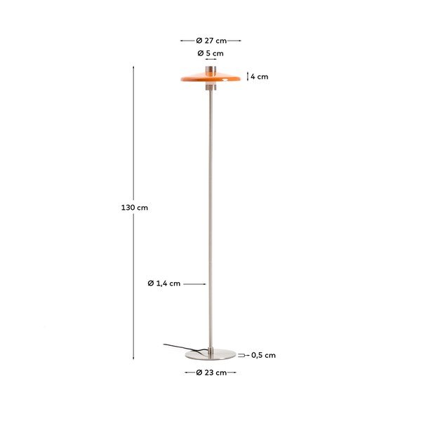 Oranža stāvlampa ar metāla abažūru (augstums 130 cm) Nuvira – Kave Home-image-4