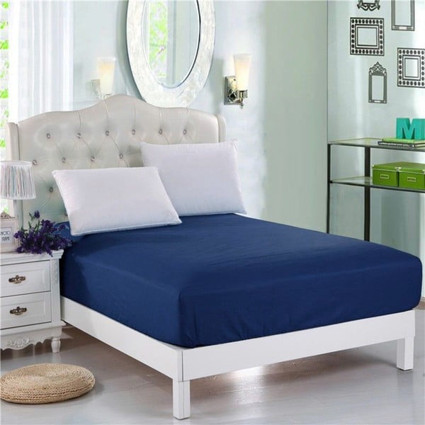 Tumši zila neelastīga divguļamās gultas pārklājs Purreo Lento, 160 x 200 cm