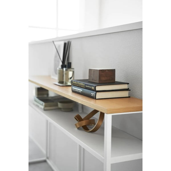 Balts/gaiši brūns konsoles galds ar oškoka imitāciju 20,5x126 cm Tower – YAMAZAKI-image-4