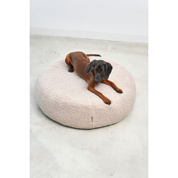 Pelēka buklē mājdzīvnieku gulta suņiem ø 90 cm Senso Pouffe Pebble M/L – MiaCara-image-1