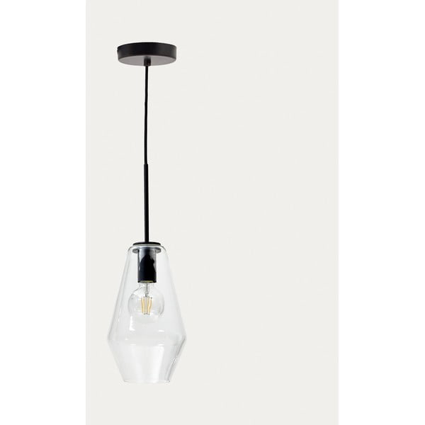 Melna piekaramā lampa ar stikla abažūru ø 17 cm Mao – Kave Home-image-3
