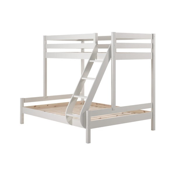 Balta divstāvu gulta no priedes koka 140x200/90x200 cm Pino Martin – Vipack