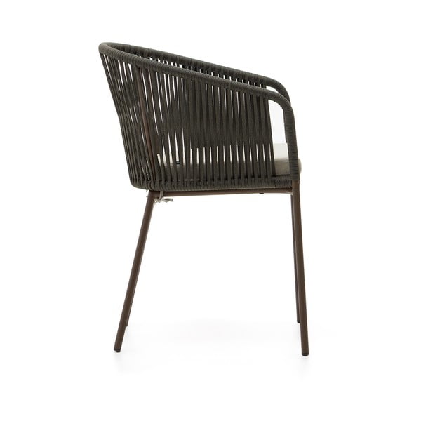 Zaļš metāla/polsterēts dārza krēsls Yanet – Kave Home-image-4