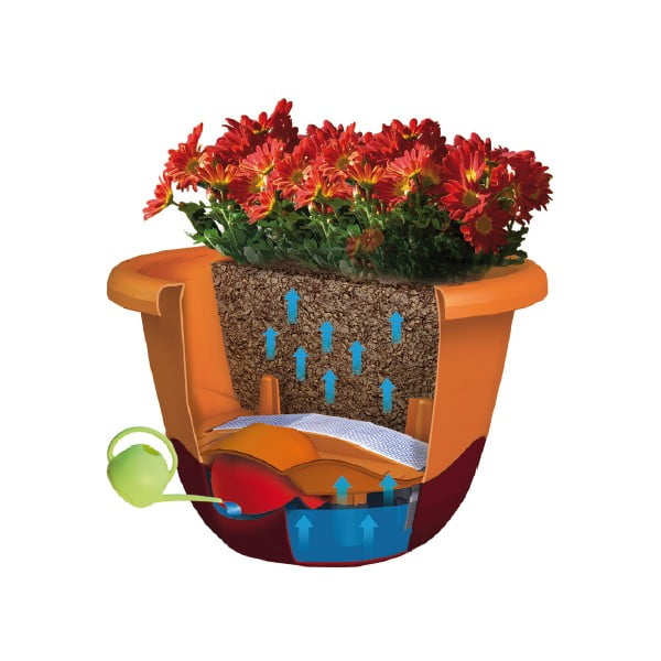 Balts iekarināms pašapūdeņojošs puķu pods Plastia Mareta, garums 25 cm-image-2