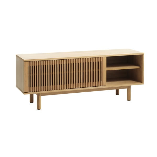 Dabīga toņa TV galdiņš ar ozolkoka imitāciju 143x55 cm Tiber – Unique Furniture-image-2
