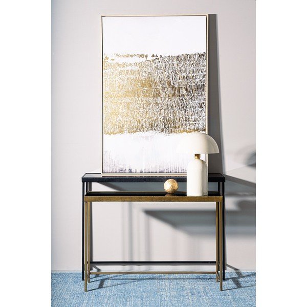 Melni/zelta krāsas konsoles galdi (2 gab.) ar stikla galda virsmu 26x107 cm Yamir – Bizzotto-image-1