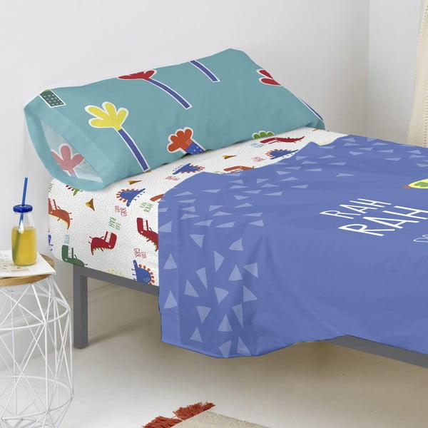 Bērnu kokvilnas palags ar gumiju Moshi Moshi Funnysaurus, 90 x 200 cm-image-1