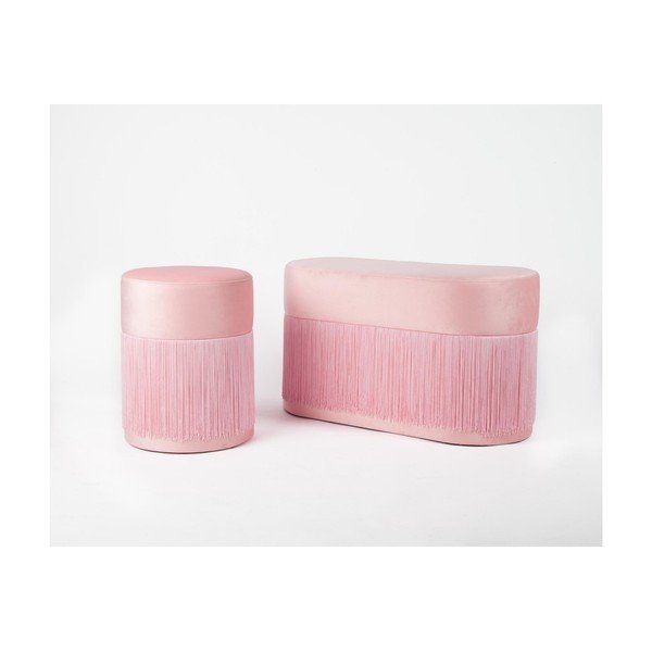 Rozā pufs ar samta pārvalku Velvet Atelier, ø 36 cm-image-1