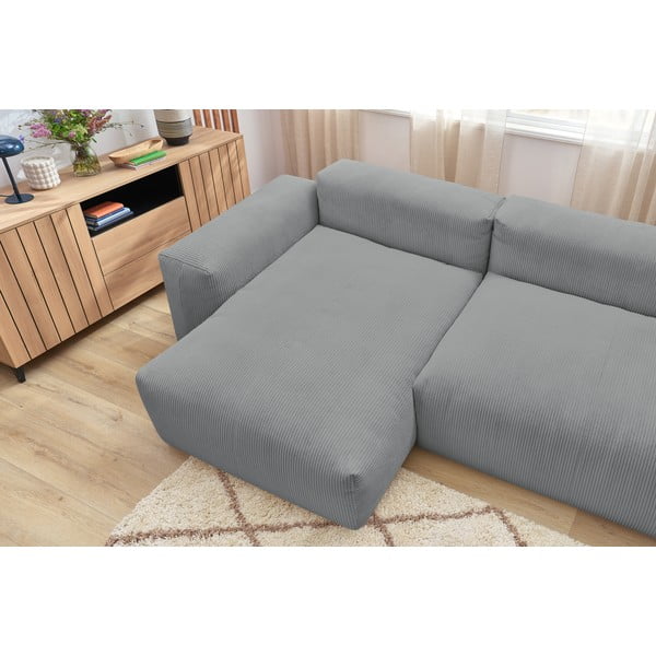 Gaiši pelēks velveta stūra dīvāns (kreisais stūris) Lafayette – Bobochic Paris-image-1