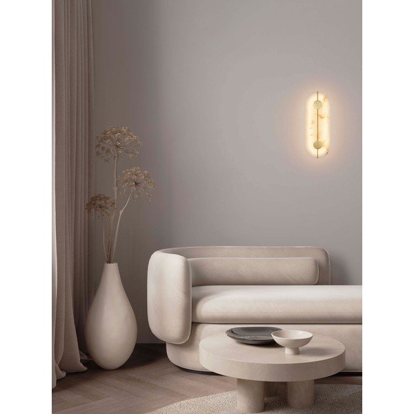 Krēmkrāsas/misiņa krāsas LED sienas lampa ar akmens imitāciju Aider – Nova Luce-image-1