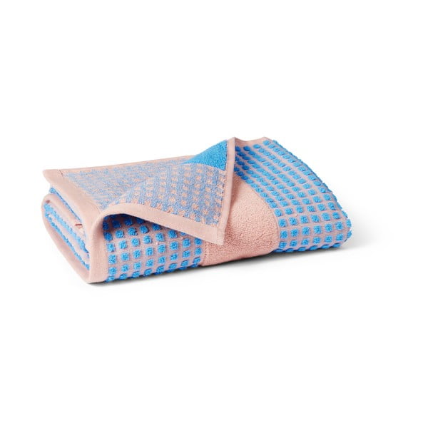 Zils/rozā frotē dvielis no organiskās kokvilnas  50x100 cm Check – JUNA-image-2