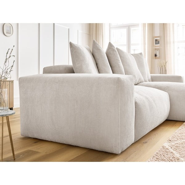 Krēmkrāsas velveta salokāms/ar uzglabāšanas vietu stūra dīvāns Voltaire – Bobochic Paris-image-4