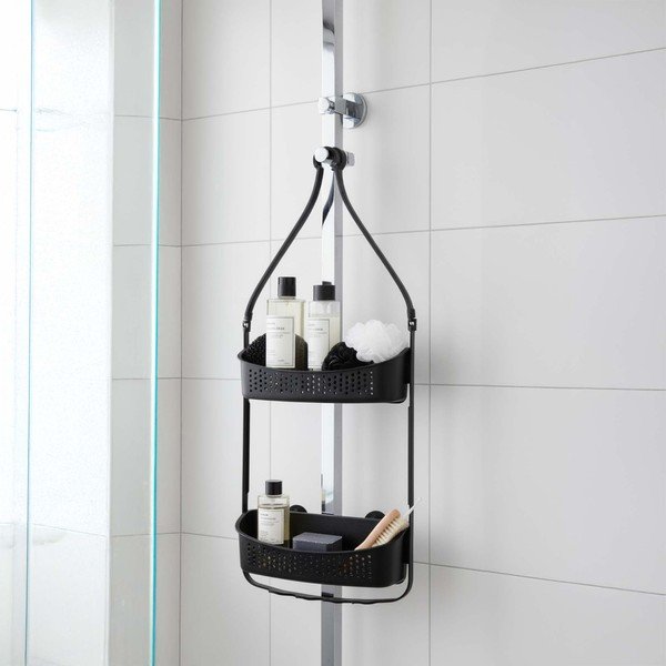 Matēti melns plastmasas piekarināms vannas istabas plaukts Vesper – douceur d'intérieur-image-1