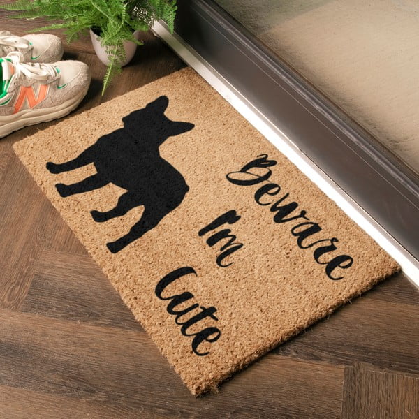 Kokosšķiedras kājslauķis 40x60 cm Beware I'm Cute French Bulldog – Artsy Doormats-image-1