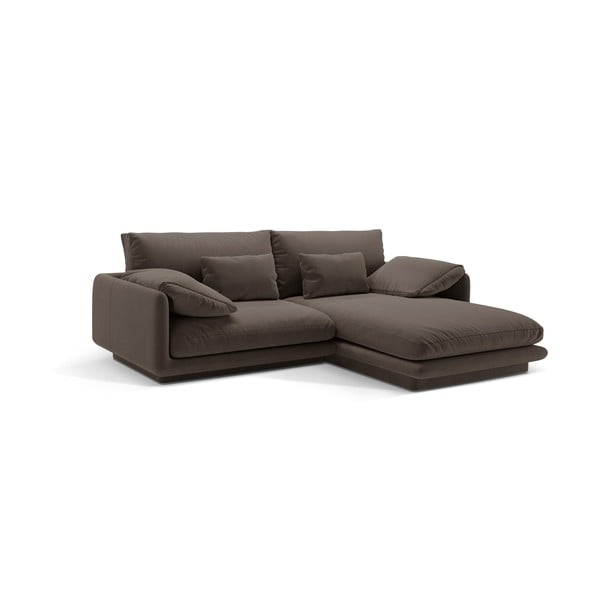 Brūns samta stūra dīvāns (ar labo stūri/ar zvilni) Torino – Micadoni -image-2