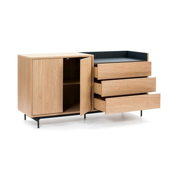 Gaiši brūna kumode ar zilām detaļām Teulat Valley, platums 150 cm-image-4