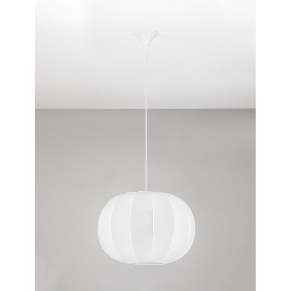 Matēti balta tekstila piekaramā lampa ø 50 cm Delina – Nova Luce-image-4