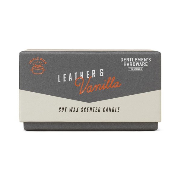 Aromātiskā sojas vaska svece degšanas laiks 40 h Leather & Vanilla – Gentlemen's Hardware-image-1