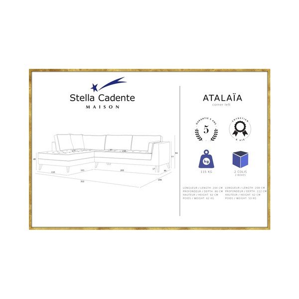 Džinsa zils dīvāns ar krēmkrāsas detaļām Stella Cadente Maison Atalaia, kreisais stūris-image-1