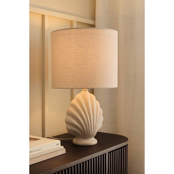 Balta/bēša polirezīna galda lampa (augstums 58 cm) Shelley – Ellos Home-image-1