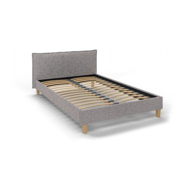 Pelēka mīksta divvietīga gulta ar režģi 140x200 cm Tina – Ropez